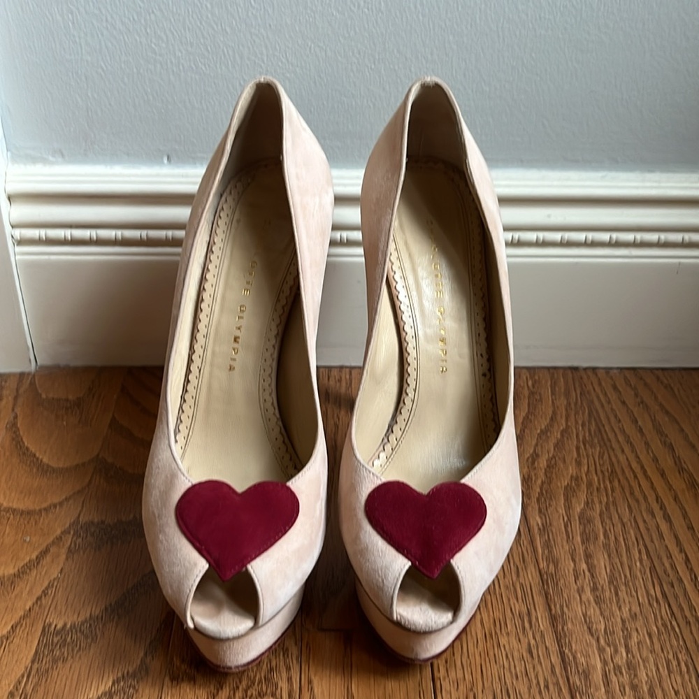 CHARLOTTE OLYMPIA PINK HEART STILETTOS SIZE EU39.5 or US9